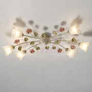 SPRING Plafoniera Allungata a 6 Luci in Ferro Decorato Stile Floreale