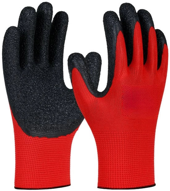 12 paia di guanti di sicurezza, guanti in poliestere, rivestimento nero, resistente all'abrasione/doppia spessore antiscivolo, guanti protettivi, adatti per il lavoro di magazzino, respiranti e leggeri, adatti per uomini e donne.