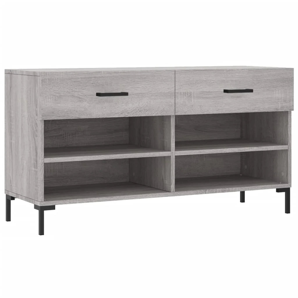 Panca portascarpe mobiletto porta-stivali cassettiera mensola mobile da ingresso rovere Sonoma 102 x 35 x 55 cm legno ingegnerizzato grigio 02_0022999