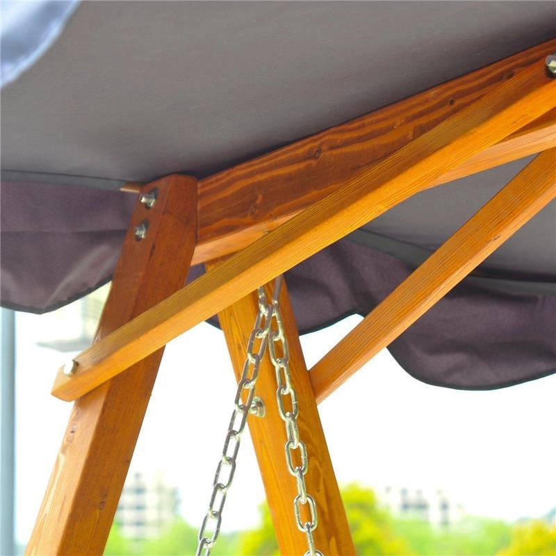 DONDOLO DA GIARDINO 3 POSTI CON BALDACCHINO IN LEGNO 200 X 130 X 185 CM