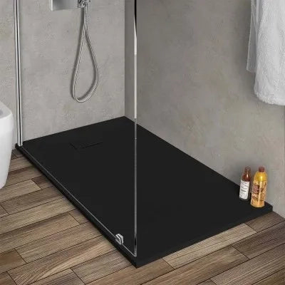 Piatto doccia 70x140 in resina nero effetto pietra riducibile Agorà