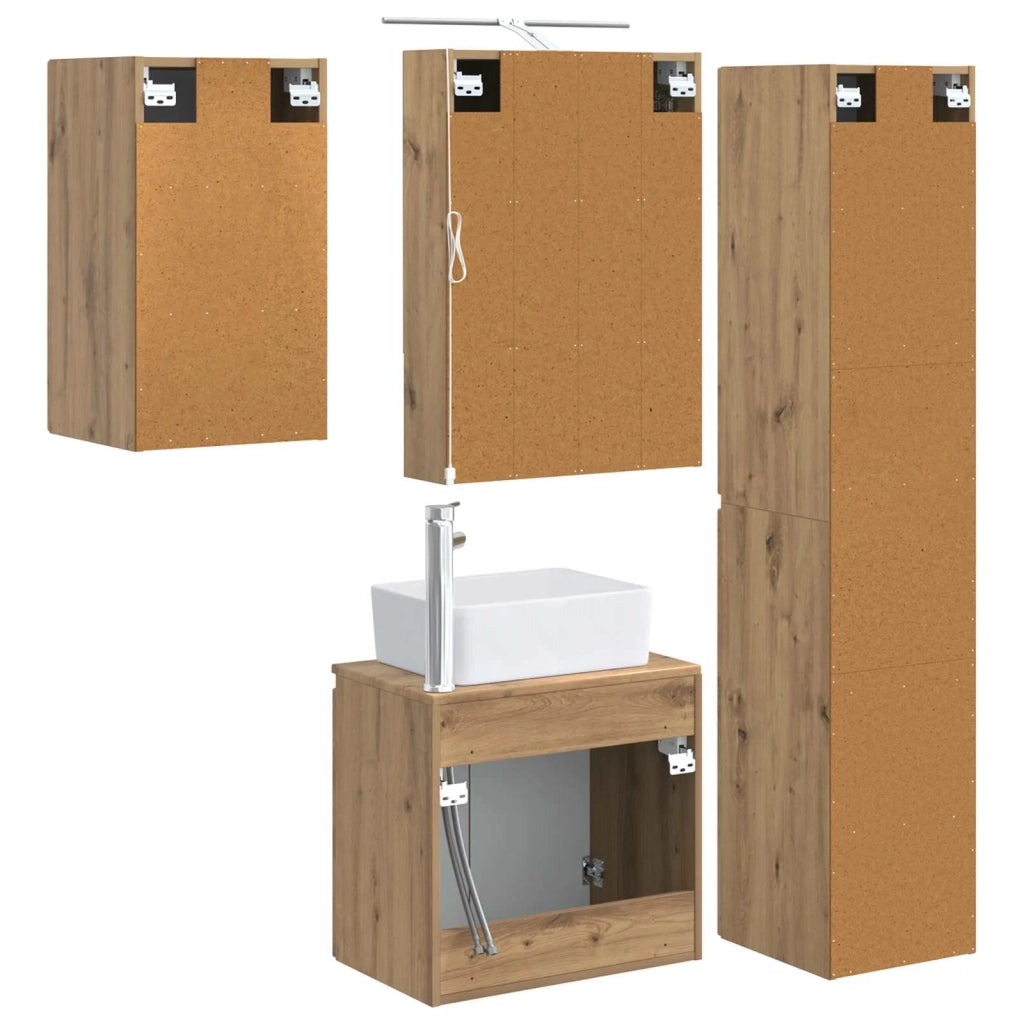 Set di Armadi da Bagno 5 pcs Rovere Artigianale 3407326