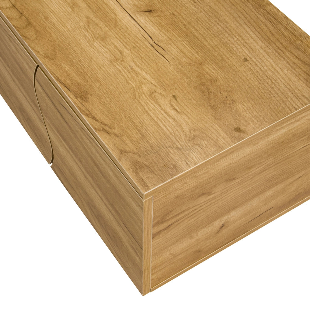 Mobile TV 191x38x46.5 cm con ante curve e ripiani aperti in MDF e pannelli di particelle naturale