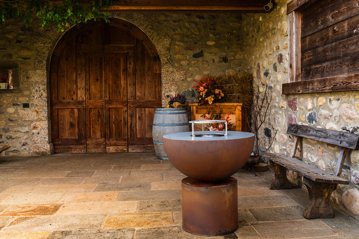 Barbecue a Legna Ø80x80 cm Primula in Acciaio Effetto Ruggine