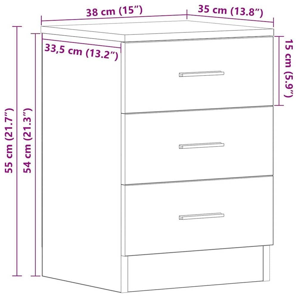 Nightstand In Smoked Oak, 38x35x56 Cm, Engineered Wood