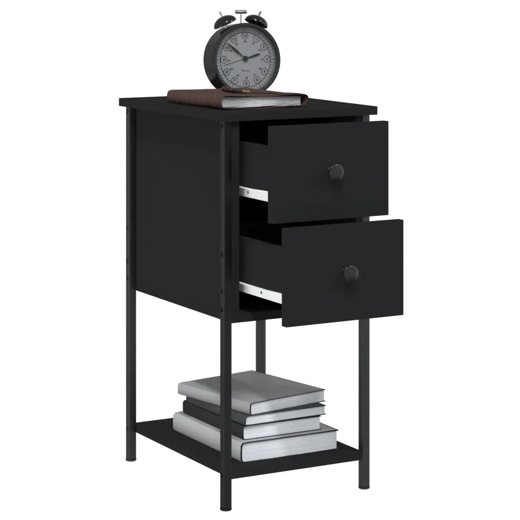 Set di 2 Comodini | Armadio da Notte | Mobiletto da notte Neri 32x42x70 cm in Legno Multistrato