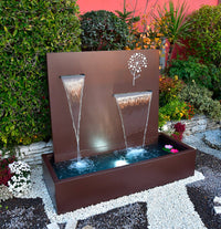 Fontana a Cascata da Giardino 190x80xH180 cm in Metallo con Pompa Corten