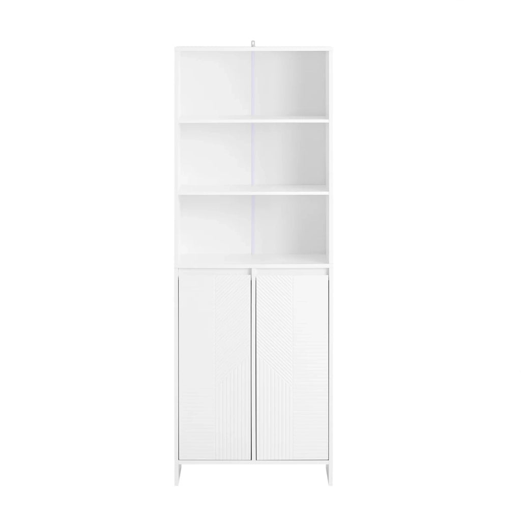 Mobiletto Alto da Bagno con Cesto per Biancheria, Armadietto per Lavanderia Bianco 60x30x170cm BZR155-W