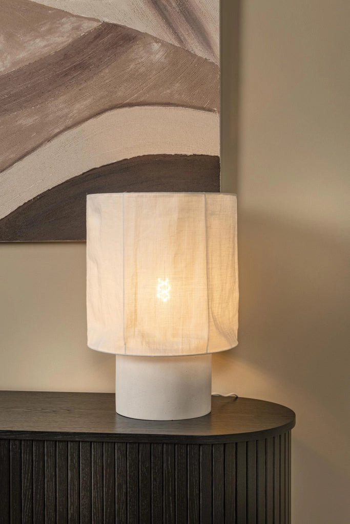 Lampada da tavolo TISSAJA bianca cemento lino E27 Lucide
