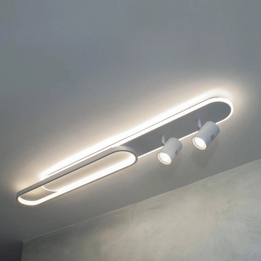 Plafoniera lampada da soffitto a led 50 watt con 2 faretti spot orientabili gu10 luce bianca fredda 6500k
