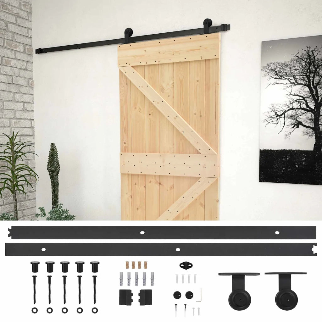 Porta scorrevole Naturale e Nero 90 x 210 cm 3444862