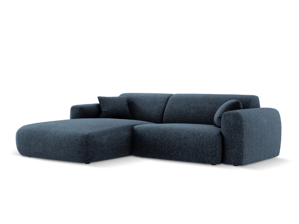 Cosmopolitan Design - Divano angolare sinistro "Nolio" 4 posti in ciniglia blu reale 