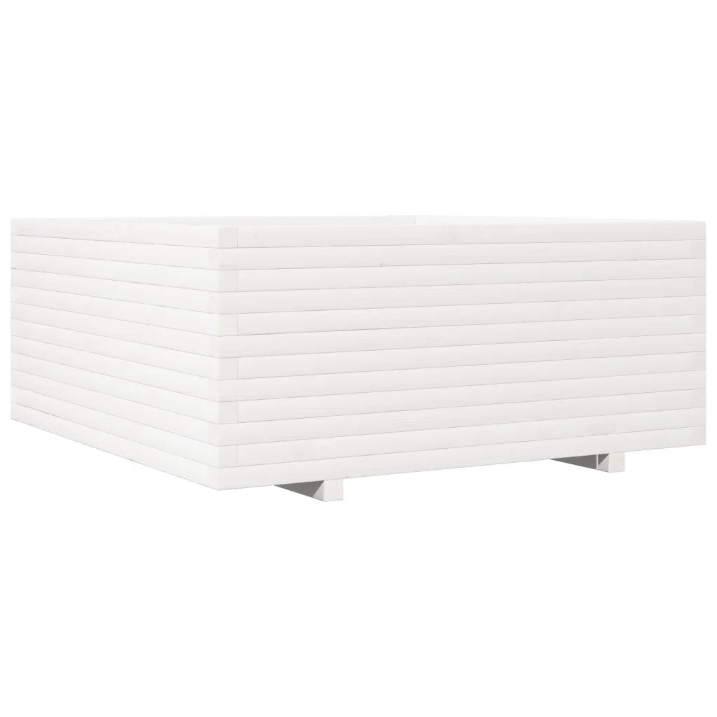 Fioriera da Giardino-Vaso da Esterno Bianca 110x110x49,5 cm Legno Massello Pino