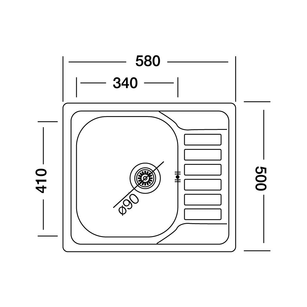 Lavello incasso acciaio cucina 50x60 reversibile con gocciolatoio Rondò EC196