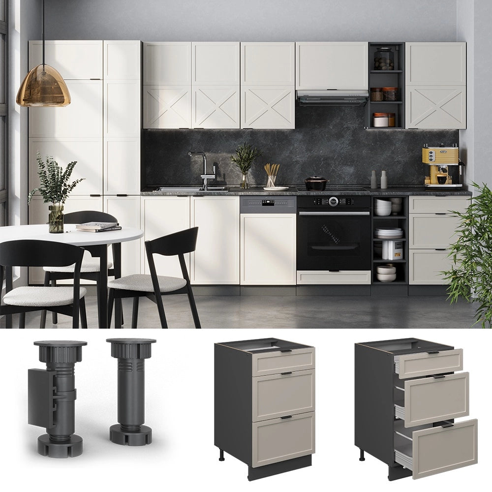 Mobiletto base per cucina Fame-Line GrigioBeige/Antracite 50 cm, PL Antracite Vicco