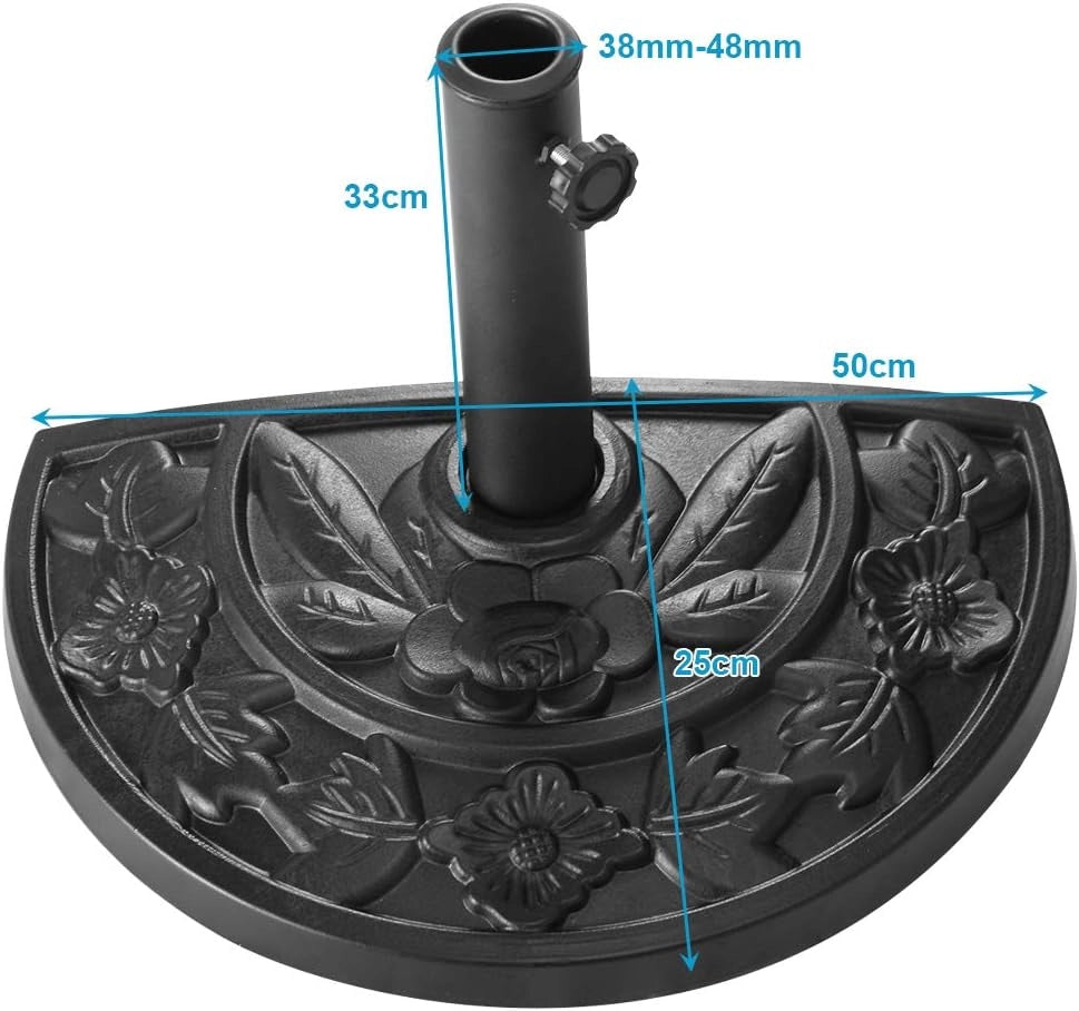Base per Ombrellone, per Pali da 38-48mm, Base Ombrellone in Resina, 9KG, Nero