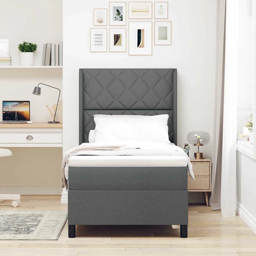 Letto a Sorgente LED Grigio scuro 100 x 200 cm Tessuto 3343554