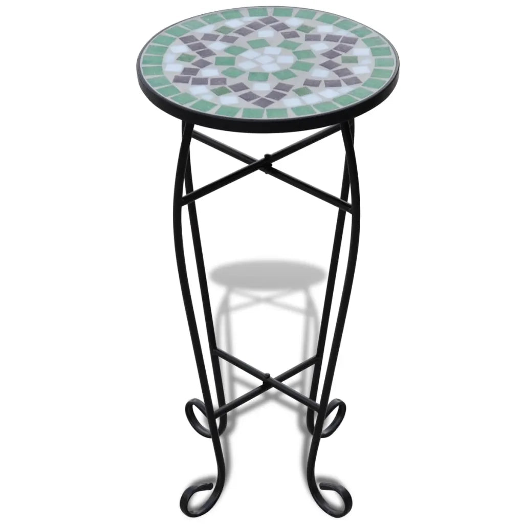 Tavolino per Piante con Mosaico Verde e Bianco 41130