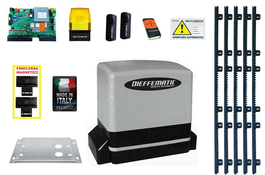 Kit Motore Automazione Cancello Scorrevole Automatico + 5Mt Cremagliera 230V Dfm