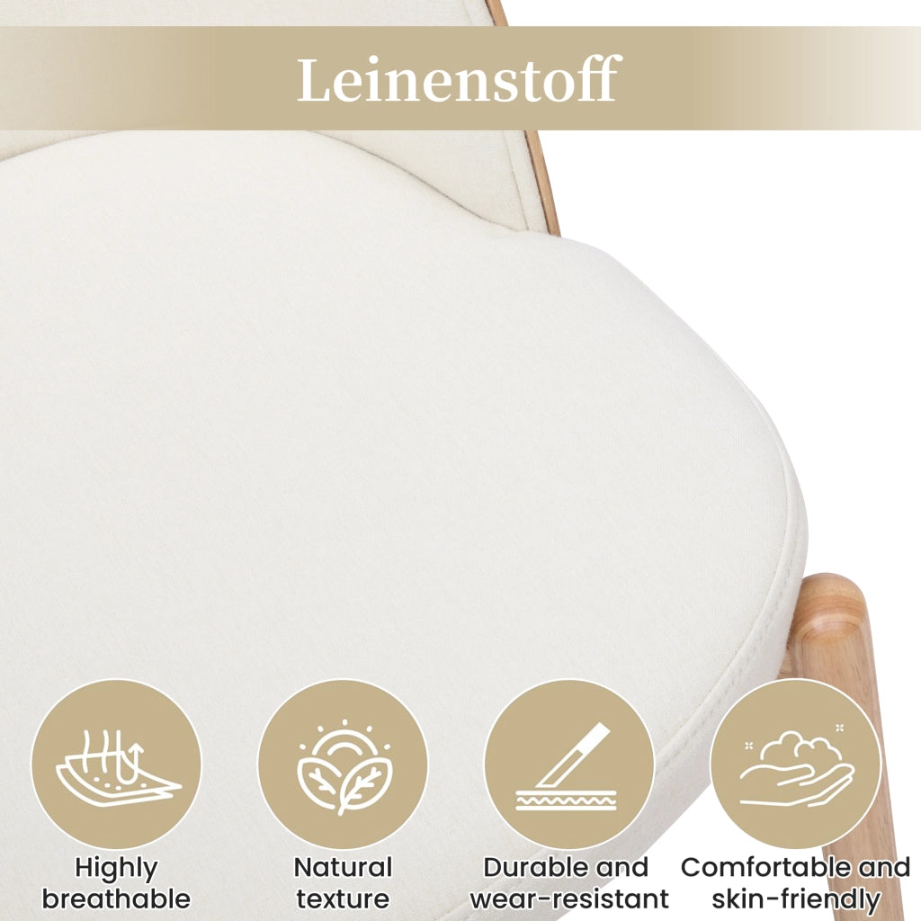 SEDIA da pranzo Set da 6 pezzi con schienale avvolgente, legno naturale e lino