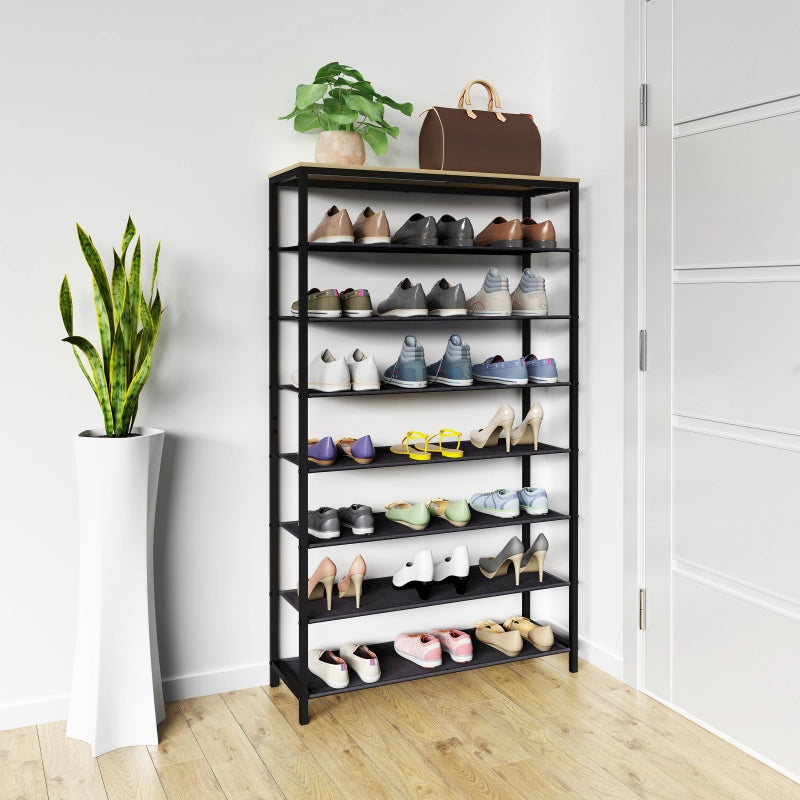 Linea Ferro Scarpiera H152 L90 P30 cm Porta Scarpe in Metallo Salvaspazio con Ripiani Regolabili Colore Noce