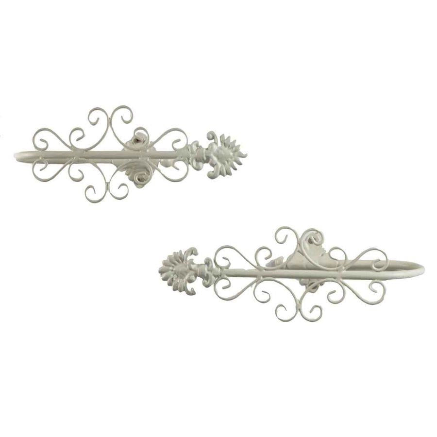 Fermatenda ferro bianco coppia cm26x10h9,5