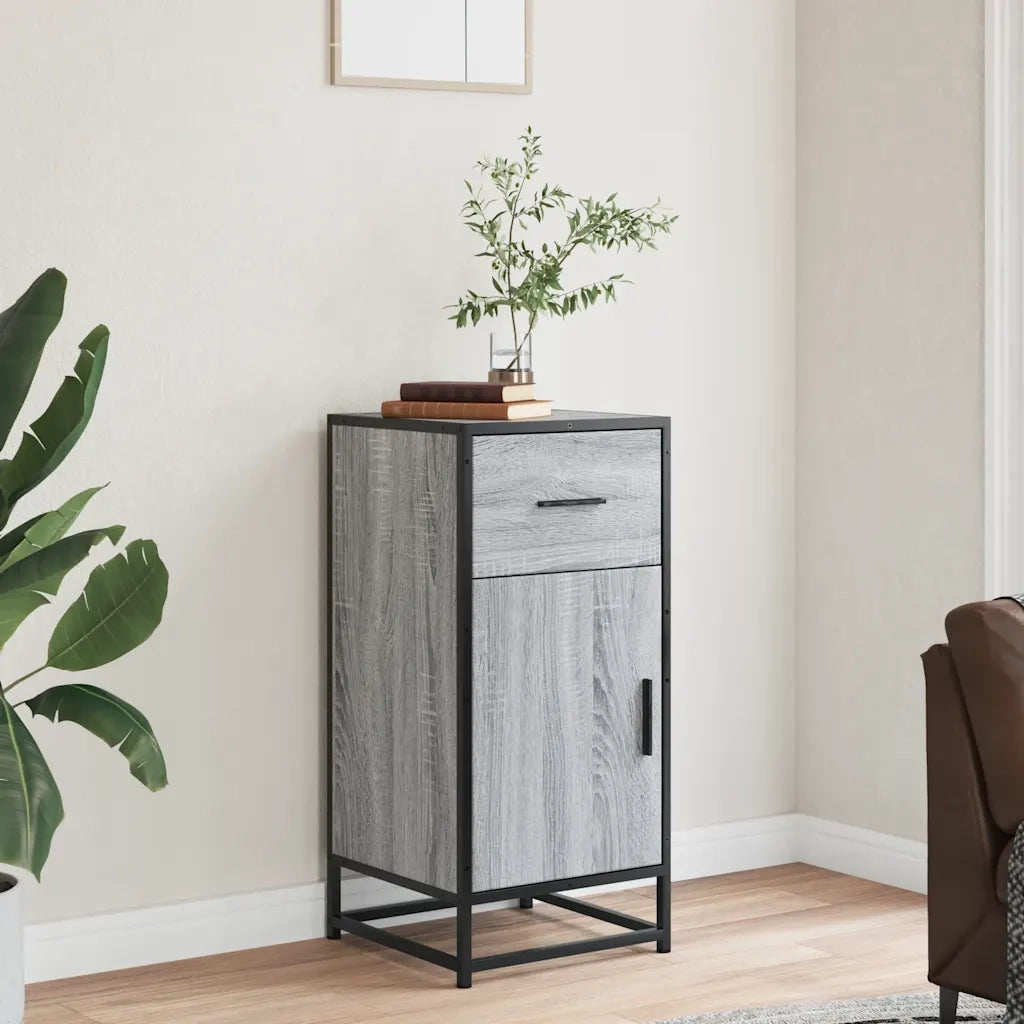 Credenza-Buffet-Armadio da cucina Grigio Sonoma 35,5x35x76 cm in Truciolato e Metallo