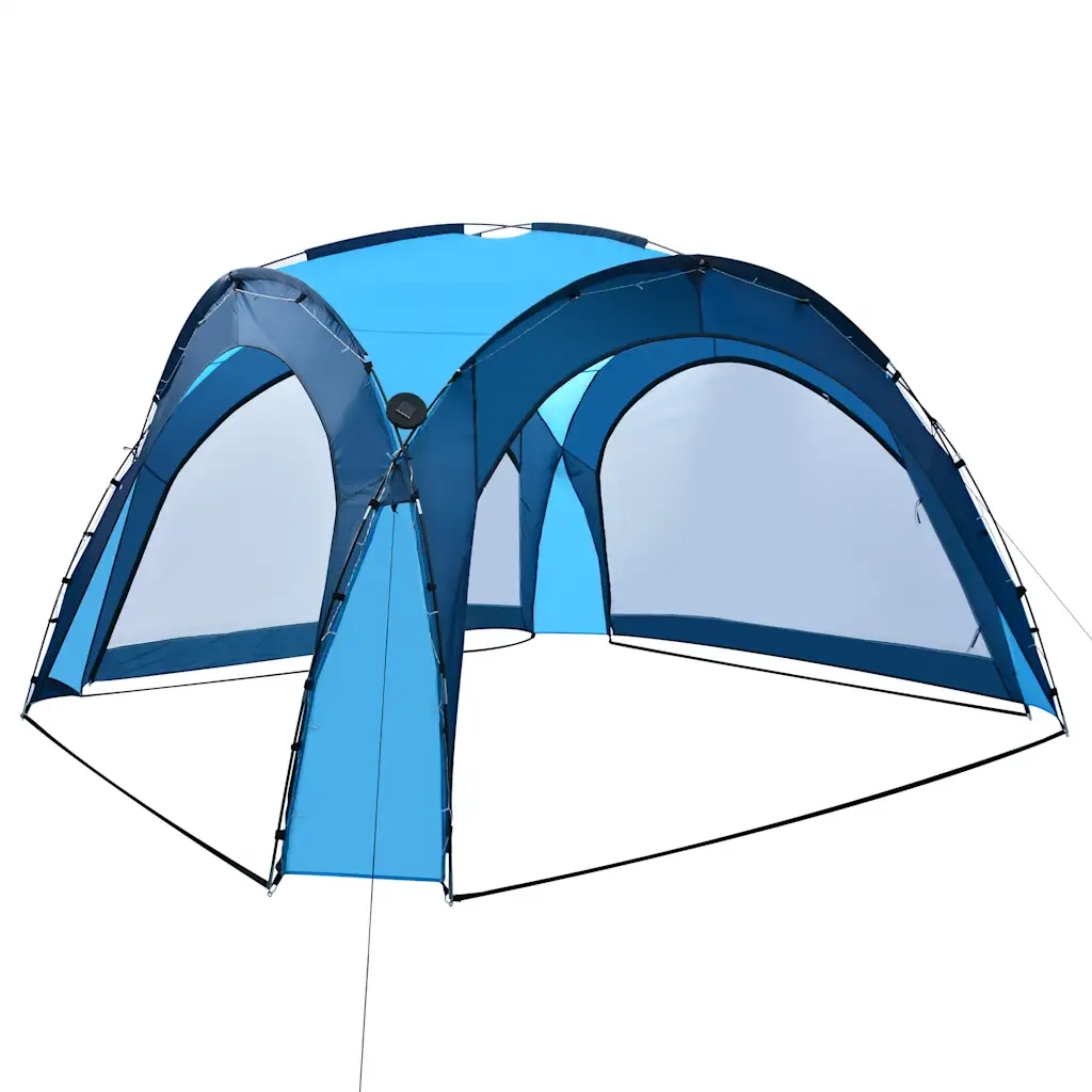 Tenda per Feste con LED e 4 Pareti-Tenda da campeggio 3,6x3,6x2,3 m Blu
