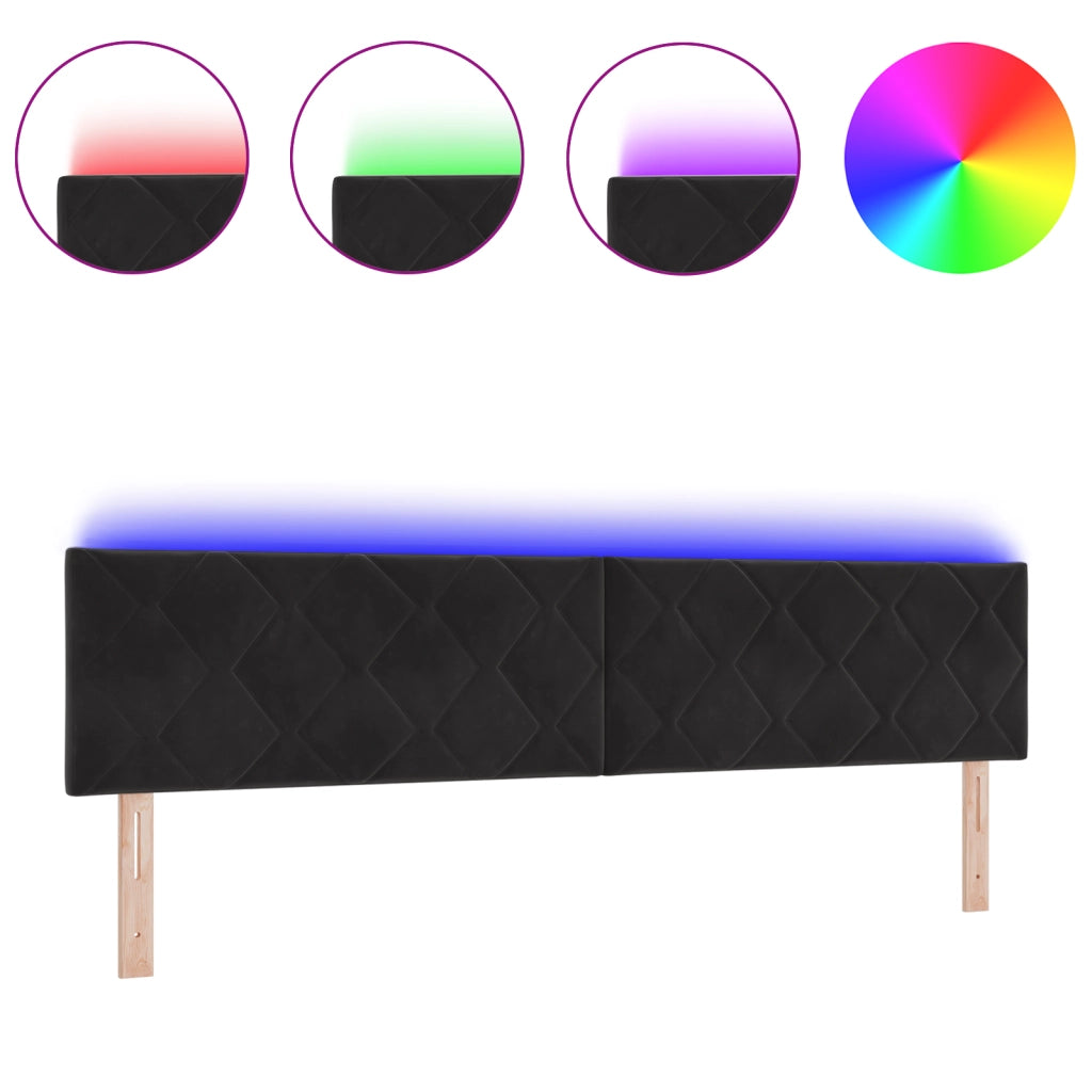 Testata LED Nera Set di 2 Nera Microfibra Grande Moderna