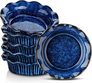 Set per crème brûlée da 6, forma per torta in ceramica per cuocere, 256 ml, piccola ciotola per forno, facile da pulire, resistente a lavastoviglie, forno a microonde e forno, blu