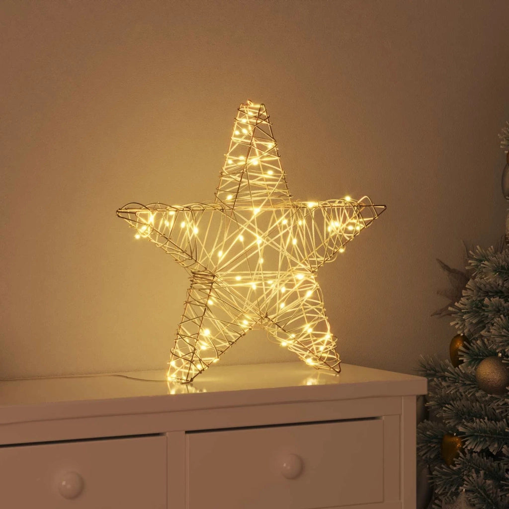 Stella 3D con 50 LED Bianco caldo 55 x 52.5 x 9 cm Rattan 42019104