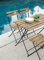Cheonda - Set Bistrò In Ferro E Acacia Fsc Scura - 4 Sedie E Un  Tavolo 100X54 Cm 2 Pz