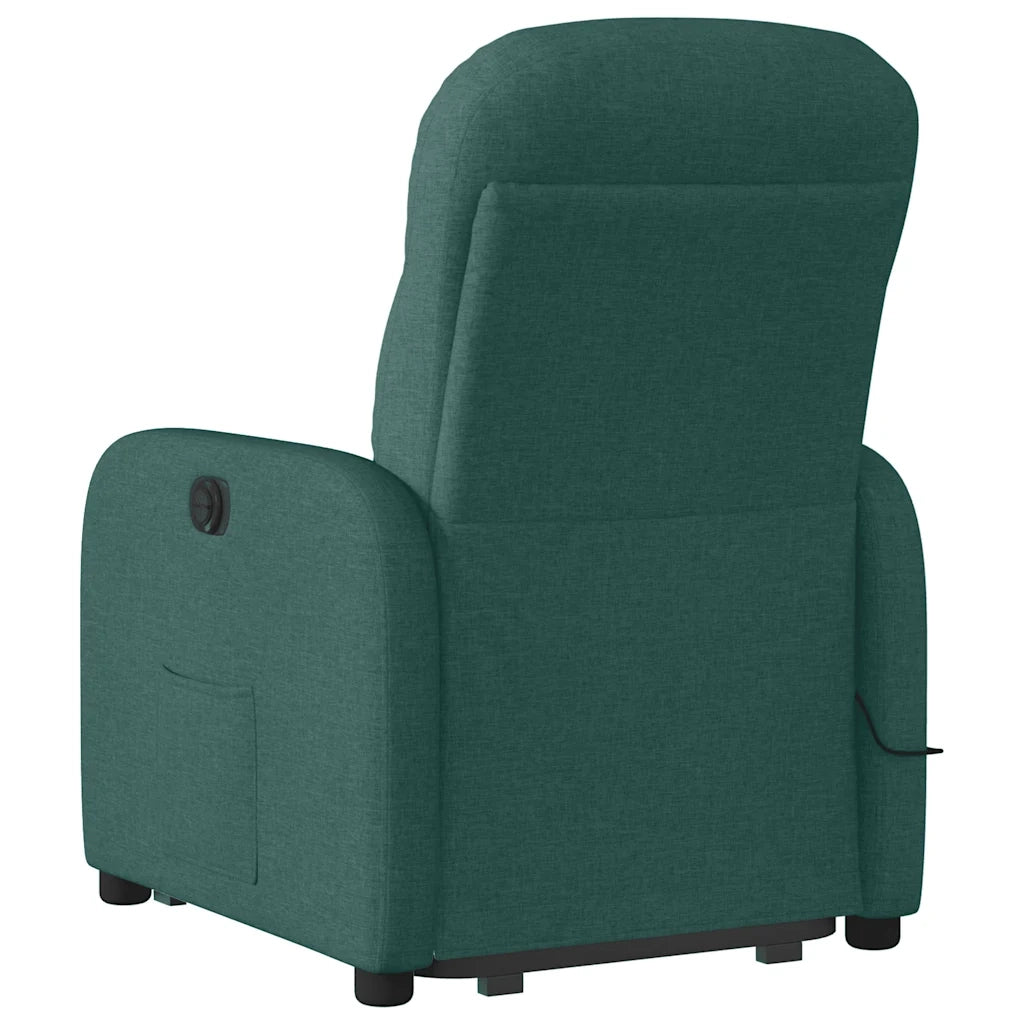 Poltrona Alzapersona Massaggiante | Sedia Relax Verde Scuro in Tessuto