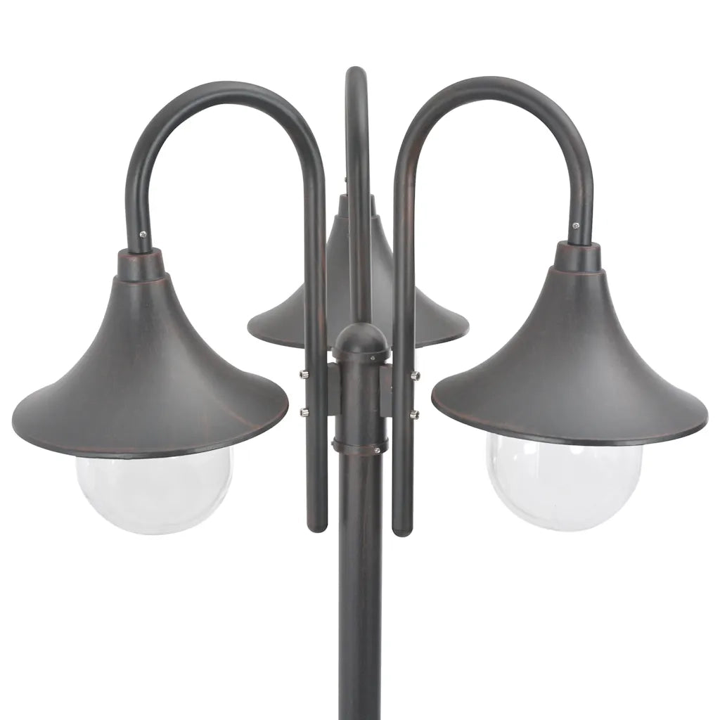 Lampione da Giardino E27 220 cm Alluminio 3 Lampade Bronzo CFW6206823