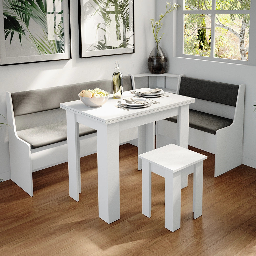 Vicco Gruppo panca ad angolo Bianco 180 x 41.5 cm con tavolo