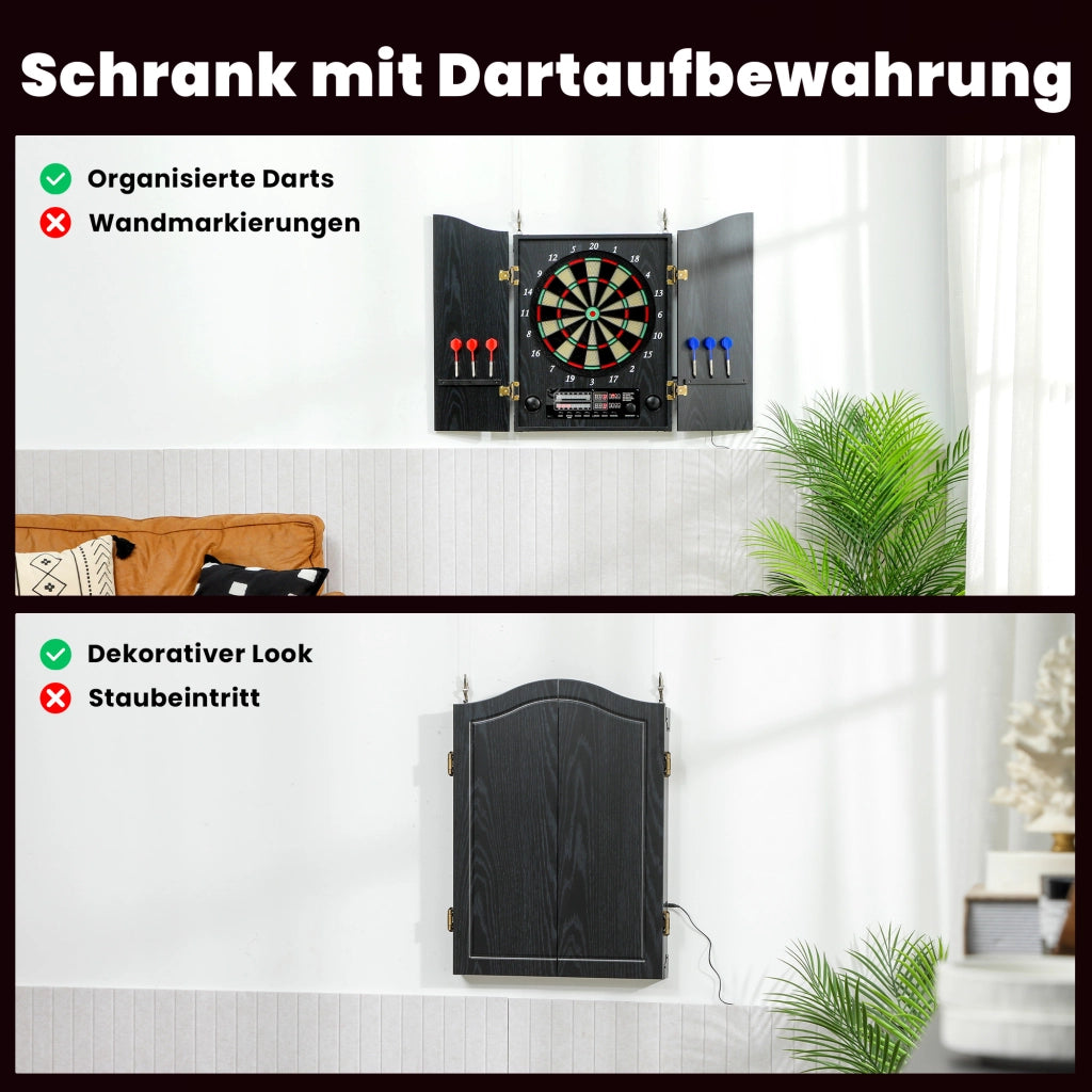 Dartboard Elettronico con Display LED e Annunci Vocali ¨C zephmum ¨C 6 Freccette, 24 Punte di Ricambio, Effetto Legno