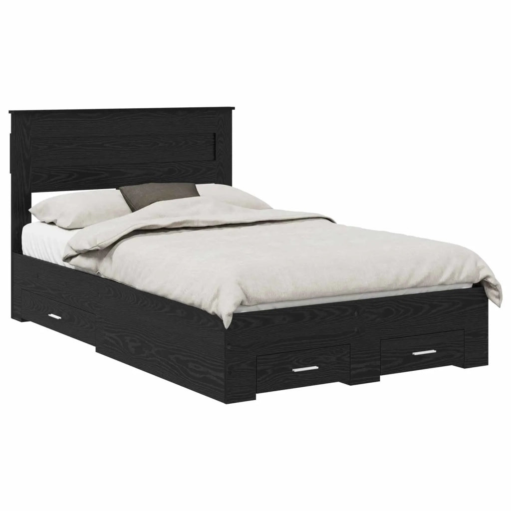 Struttura del letto Rovere Nero 135 x 190 cm Legno multistrato