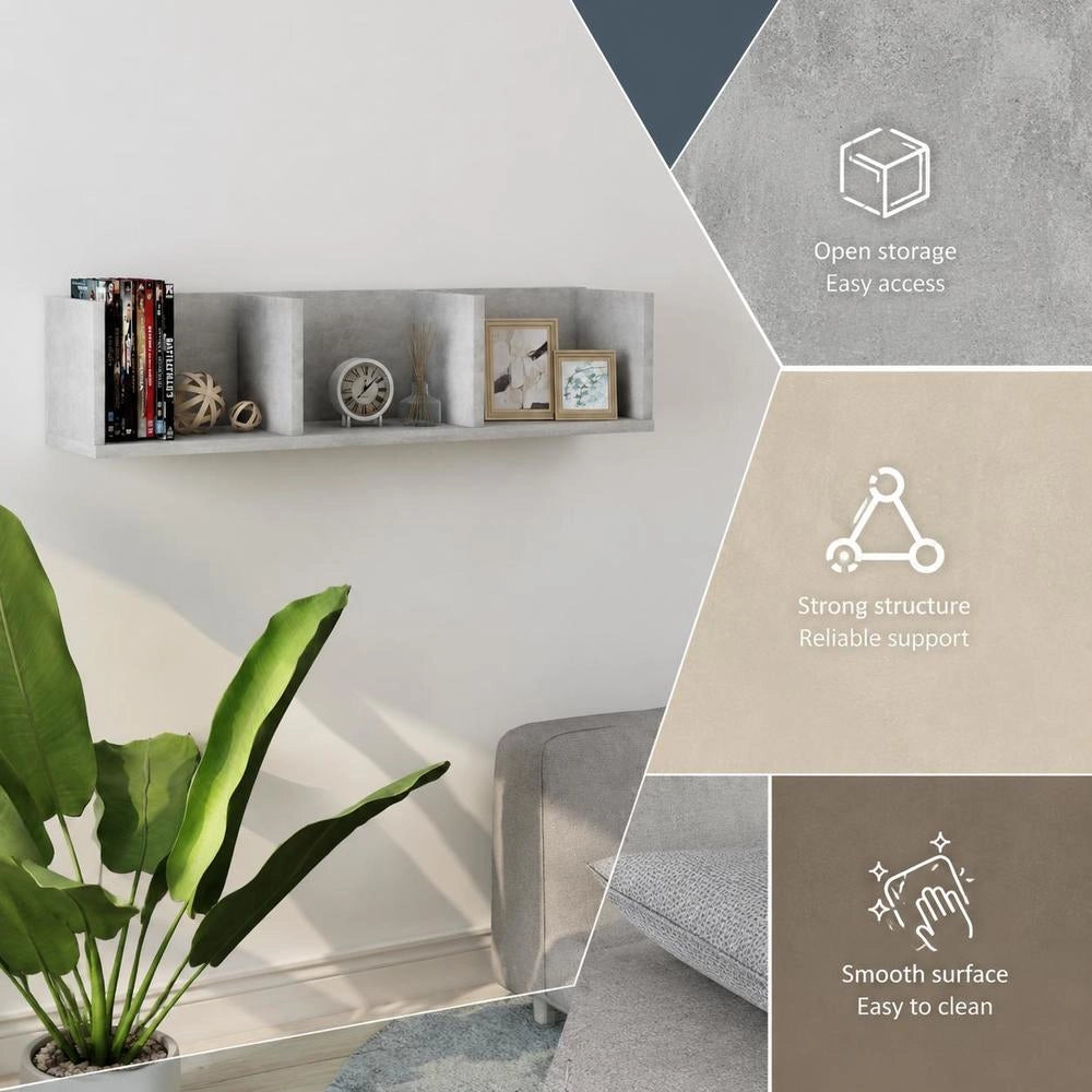 CD Wall Shelf, Concrete Grey, 75x18x18 Cm, Wood-based Material