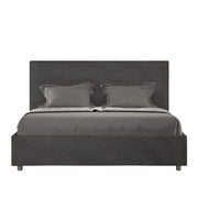 Letto una piazza e mezza contenitore imbottito 130x210 microfibra grigio Mika