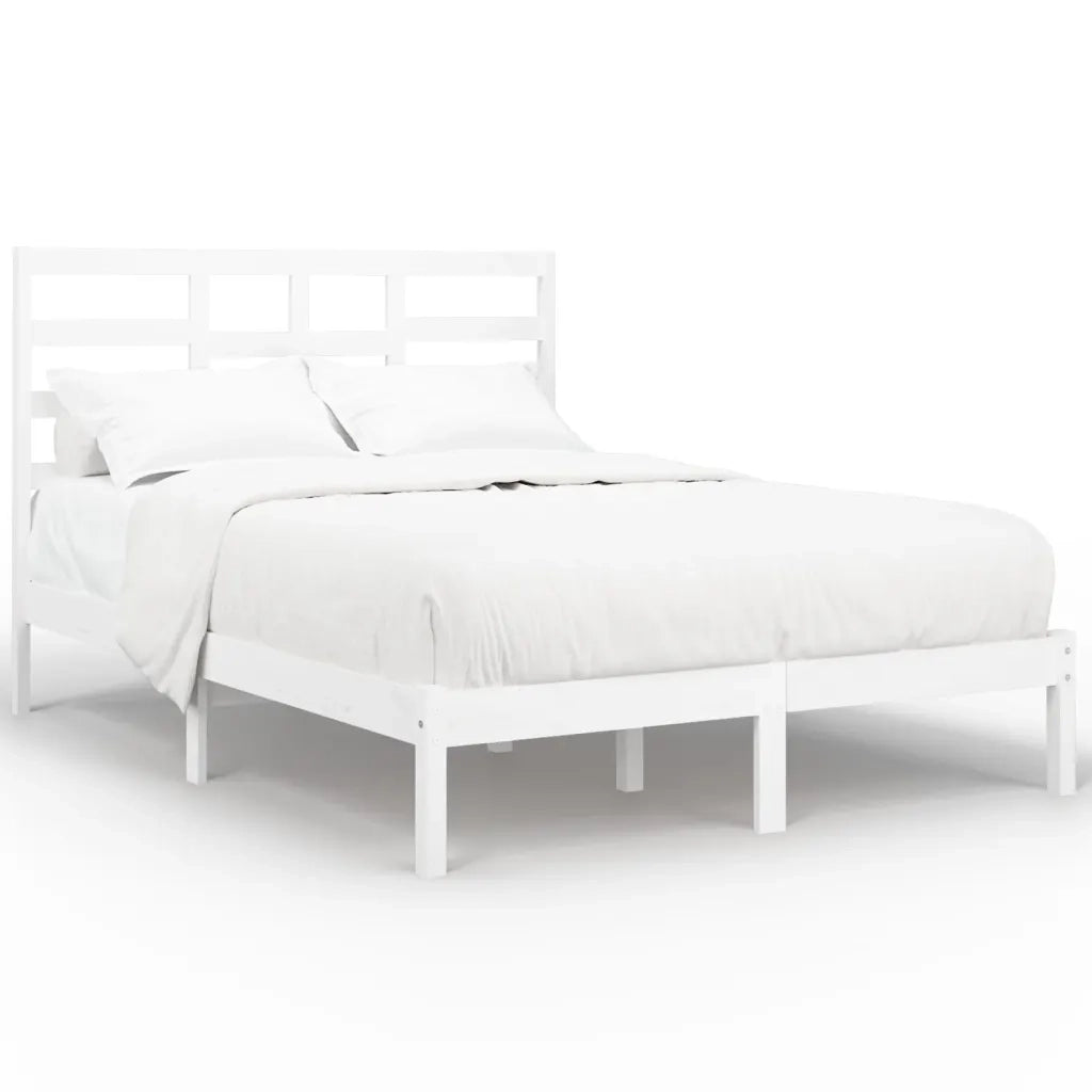 Giroletto-Struttura Letto Bianco in Legno Massello 140x200 cm 885935