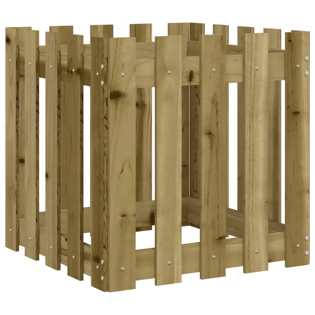 Fioriera | Cassetta per fiori | Vaso Giardino a Recinzione 50x50x50Pino Massello Impregnato