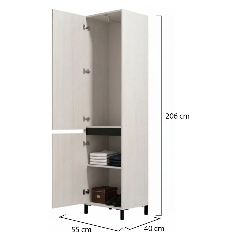 Armadio Camera da Letto Monta, Guardaroba 2 Ante Appendiabiti, 54.5x205.5h cm Bianco