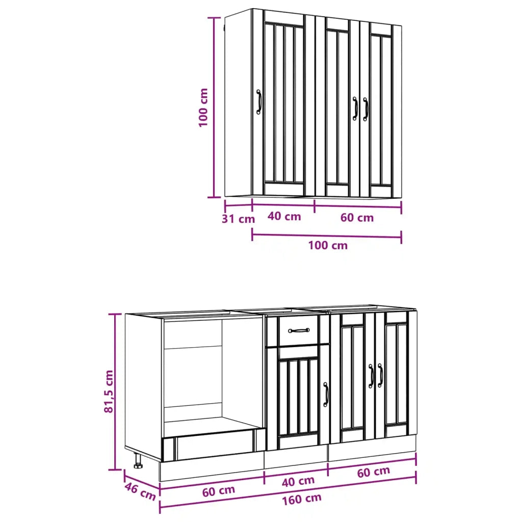 Unità Cucina LUCCA 5 pcs Sonoma grigio Legno ingegnerizzato 3438271
