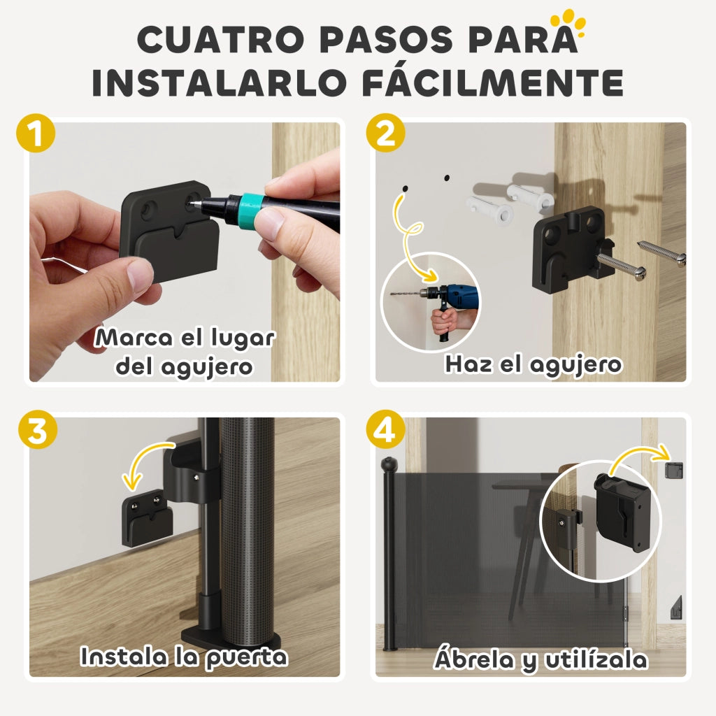 Cancelletto di Sicurezza Estensibile per Cani ¨C Xylo ¨C 0-140 cm Nero