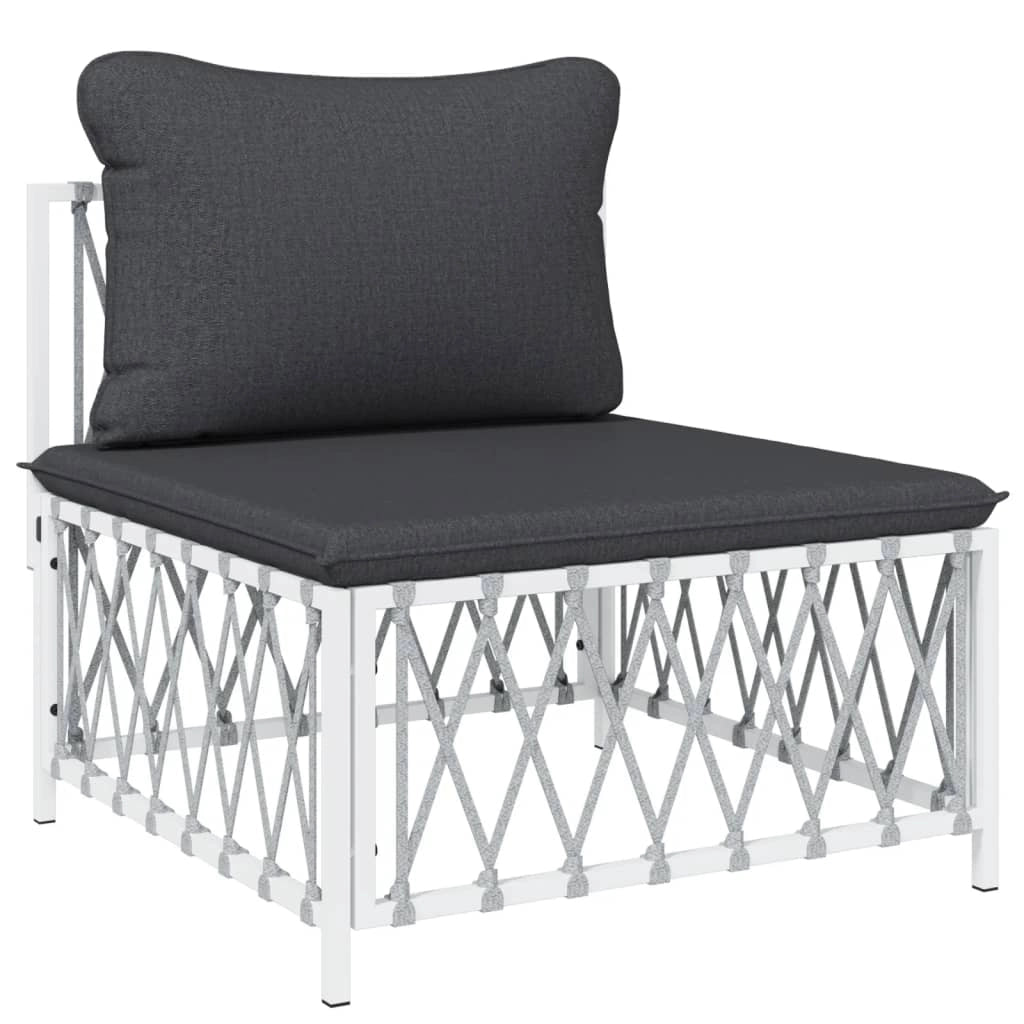 Mobili da giardino mobili da esterno set di mobili con cuscini 6 pezzi acciaio bianco 02_0018318