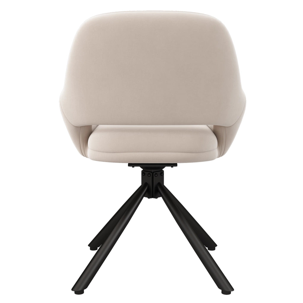 Set da 2 sedie da pranzo girevoli in velluto beige con braccioli; 68x65x51 cm