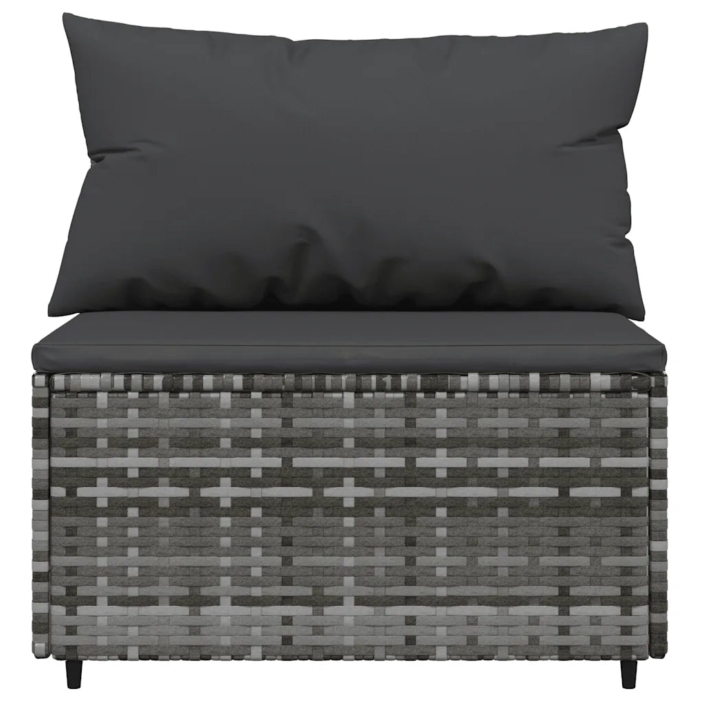 Set Divani da Giardino 3 pz con Cuscini in Polyrattan Grigio 319764