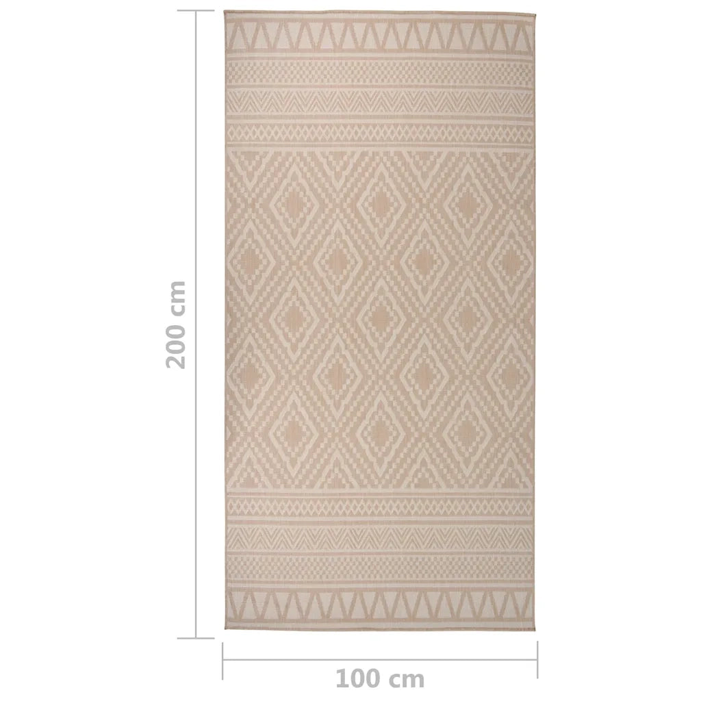Tappeto da Esterni a Tessitura Piatta 100x200cm Strisce Marroni 340864