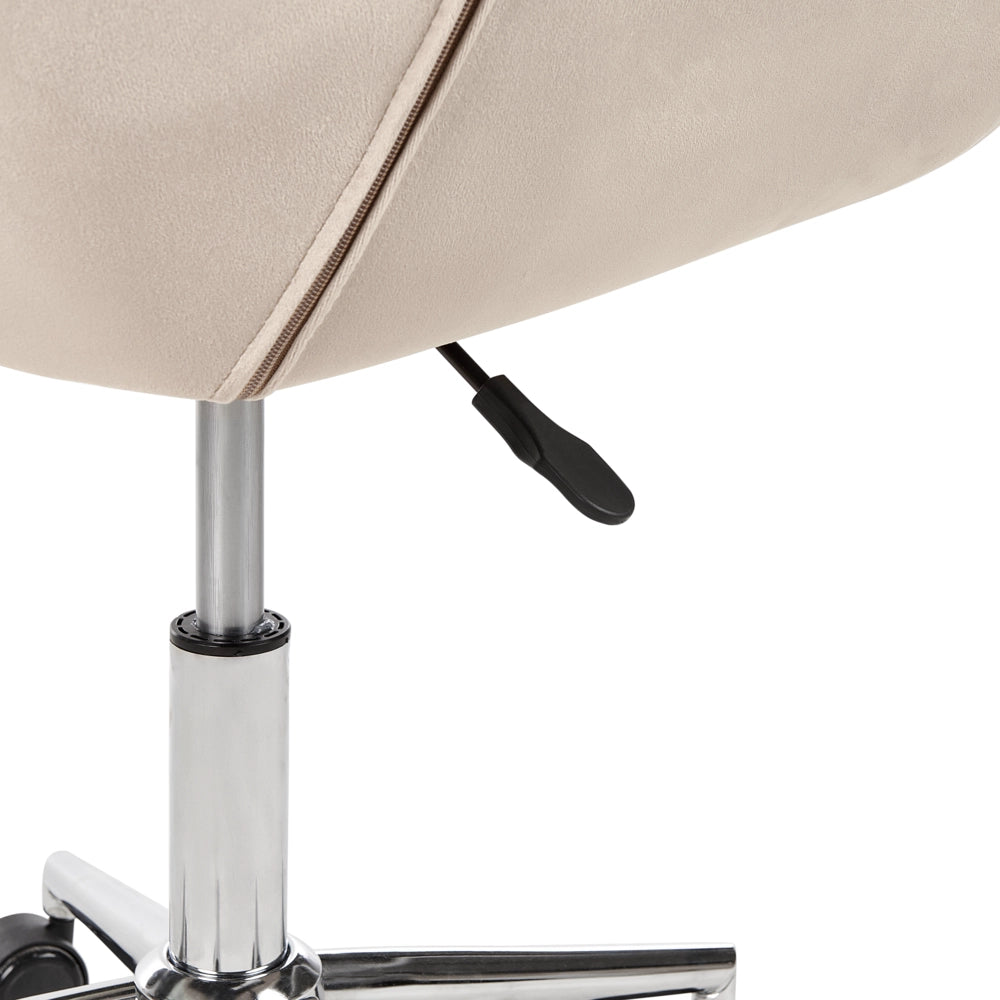 Sedia da ufficio in velluto beige girevole regolabile in altezza stile moderno home office