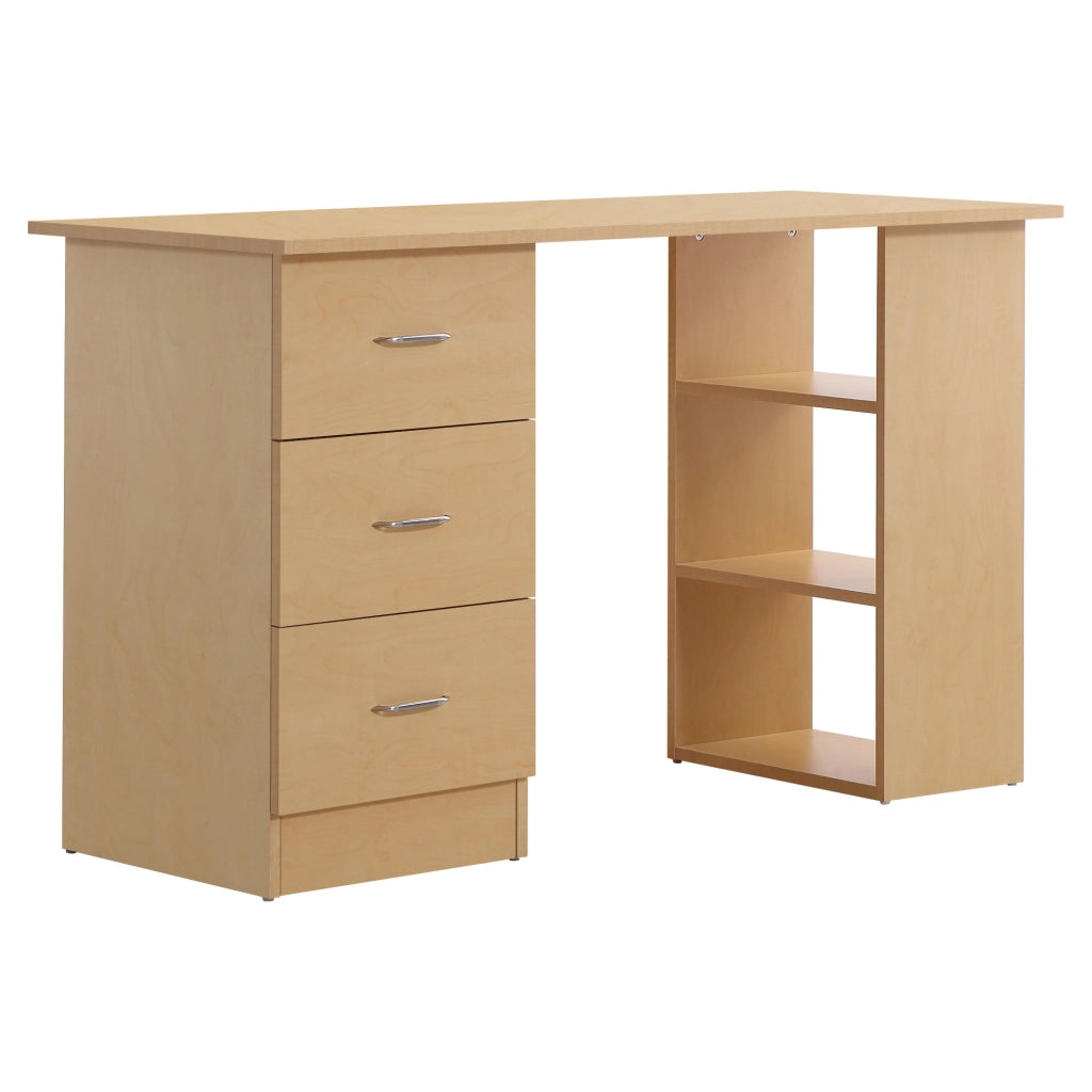 Scrivania con cassetti e ripiani, scrivania per computer ¨C Minimal ¨C 120x50 cm, legno chiaro